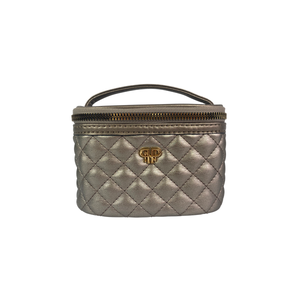 Pearl & Bronze Quilted Travel Jewelry Case w/ 6 Removable Pouches