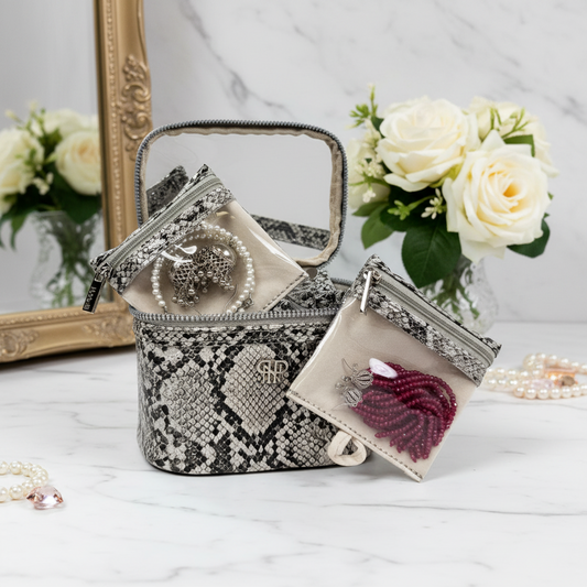 NEW Getaway Jewelry Case - Silver Python