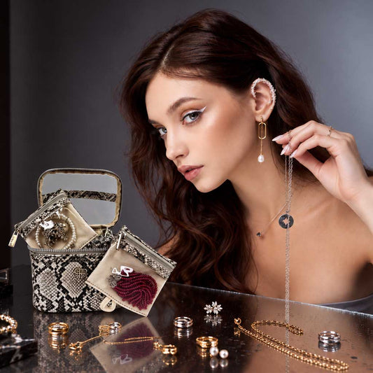 NEW Getaway Jewelry Case - Silver Python