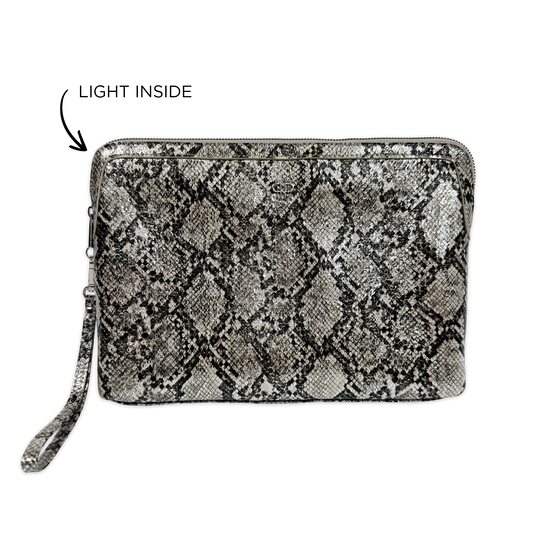 NEW Litt Makeup Case - Silver Python