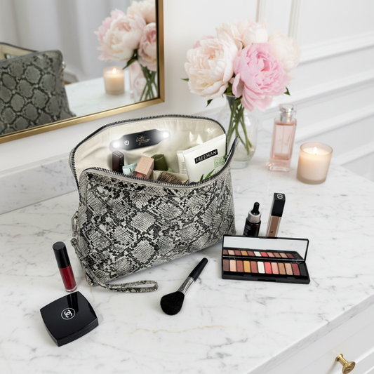 NEW Litt Makeup Case - Silver Python