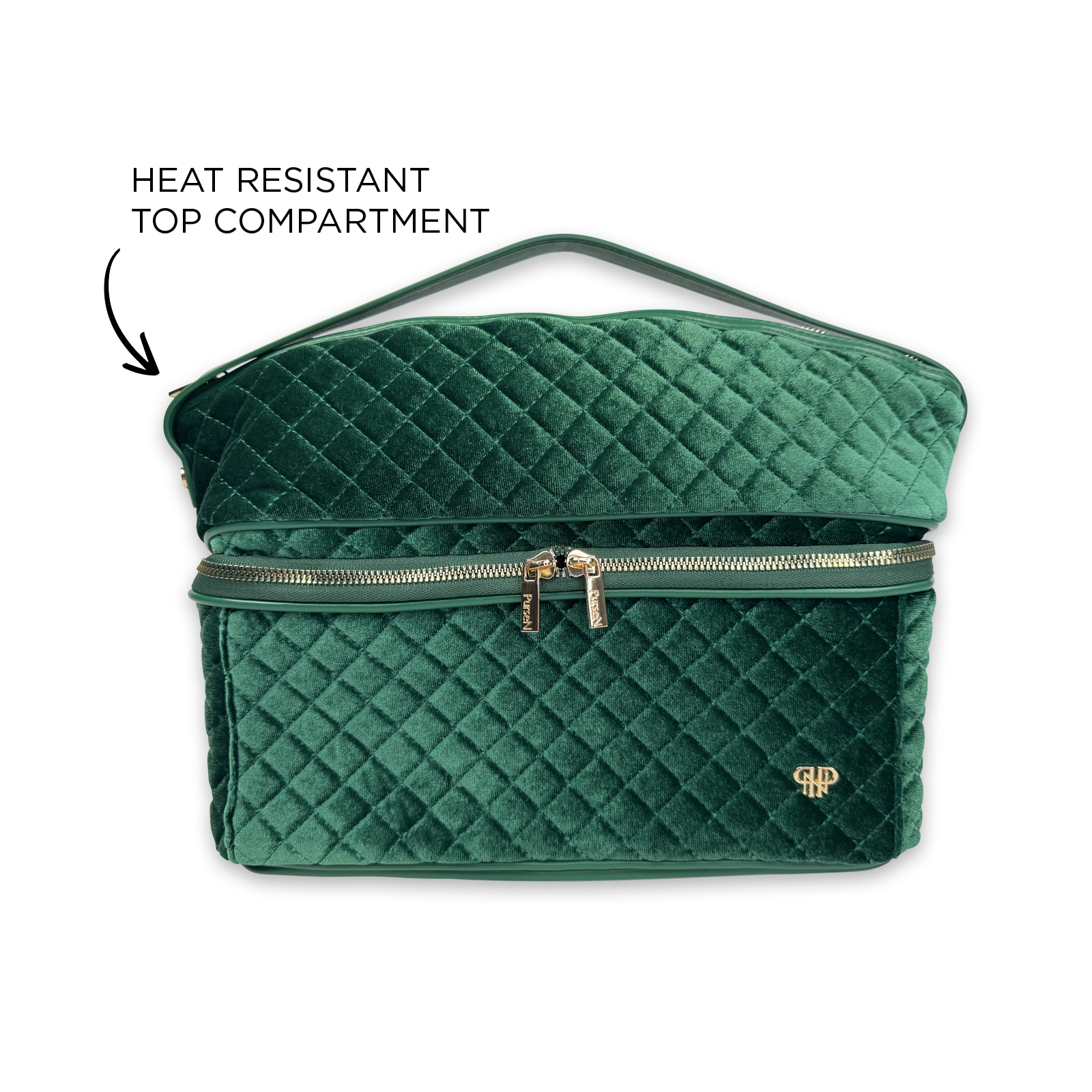 Heat Resistant Travel Bag 4 Styling Tools - Emerald Velvet – PurseN