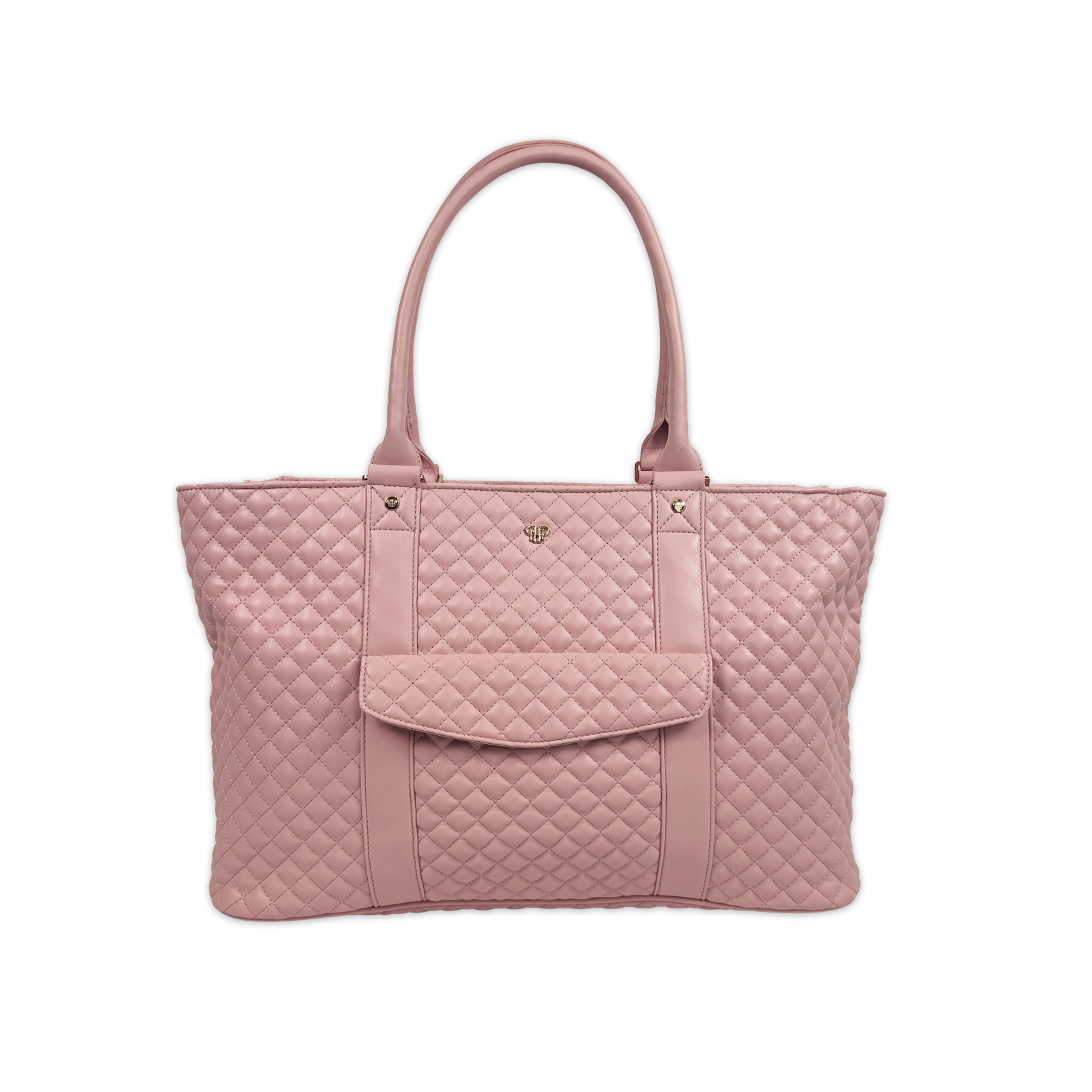 Luxe Travel Tote - Pale Pink Quilted Vegan Leather – PurseN