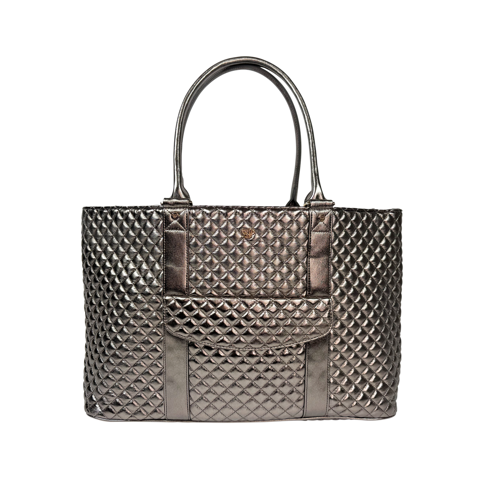 Luxe Travel Tote - Metallic Bronze Quilted Vegan Leather – PurseN