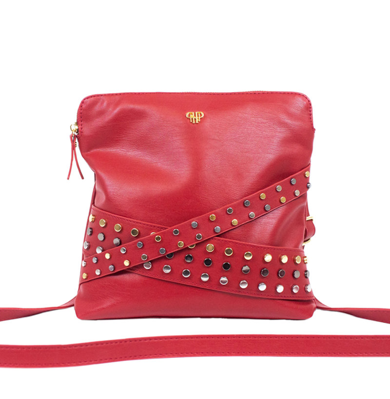 Red studded 2025 crossbody bag