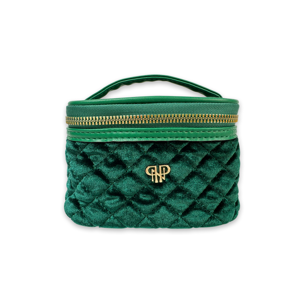 Emerald Velvet Quilted Travel Jewelry Case w/ 6 Removable Pouches