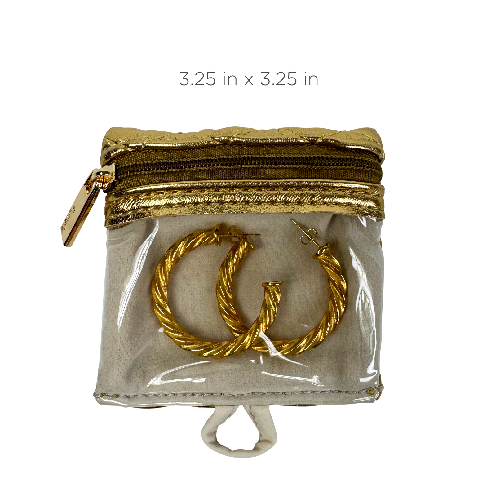 Metallic Gold Quilted Travel Jewelry Case w/ 6 Removable Pouches