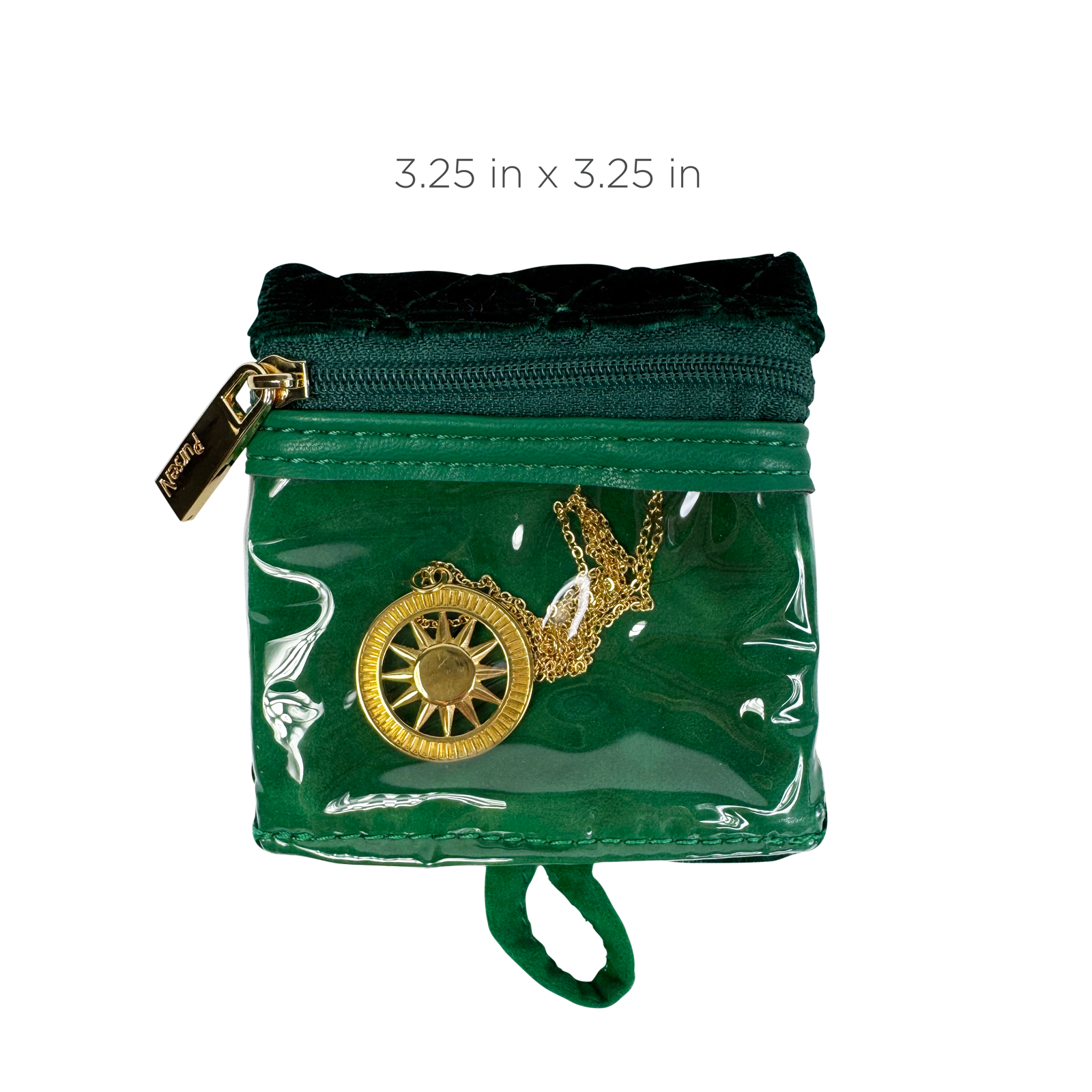 Emerald Velvet Quilted Travel Jewelry Case w/ 6 Removable Pouches