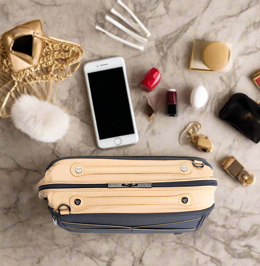 Light Inside Oprah's Favorite Purse Organizer - Navy & Nude Nylon