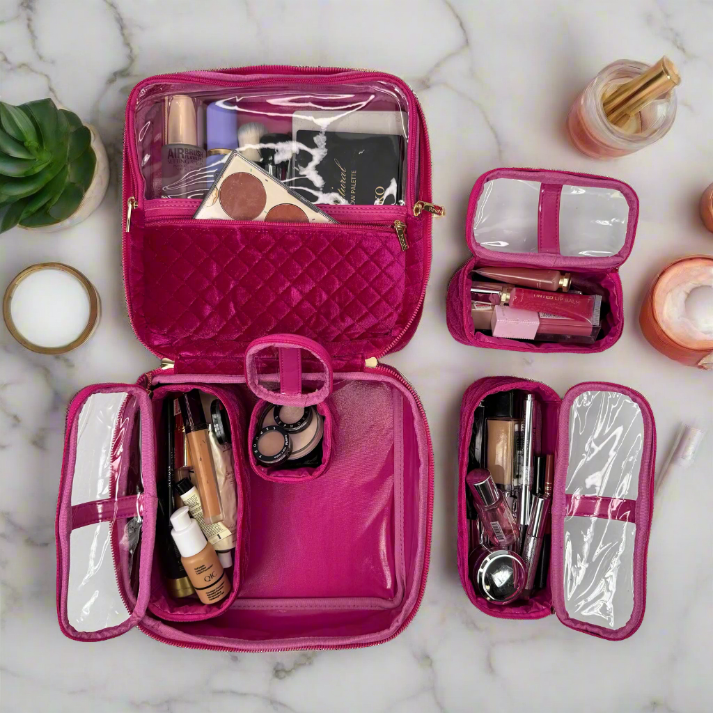 best rated travel makeup bags Medium Makeup Travel Cases w/ 4 Removable Sm Cases