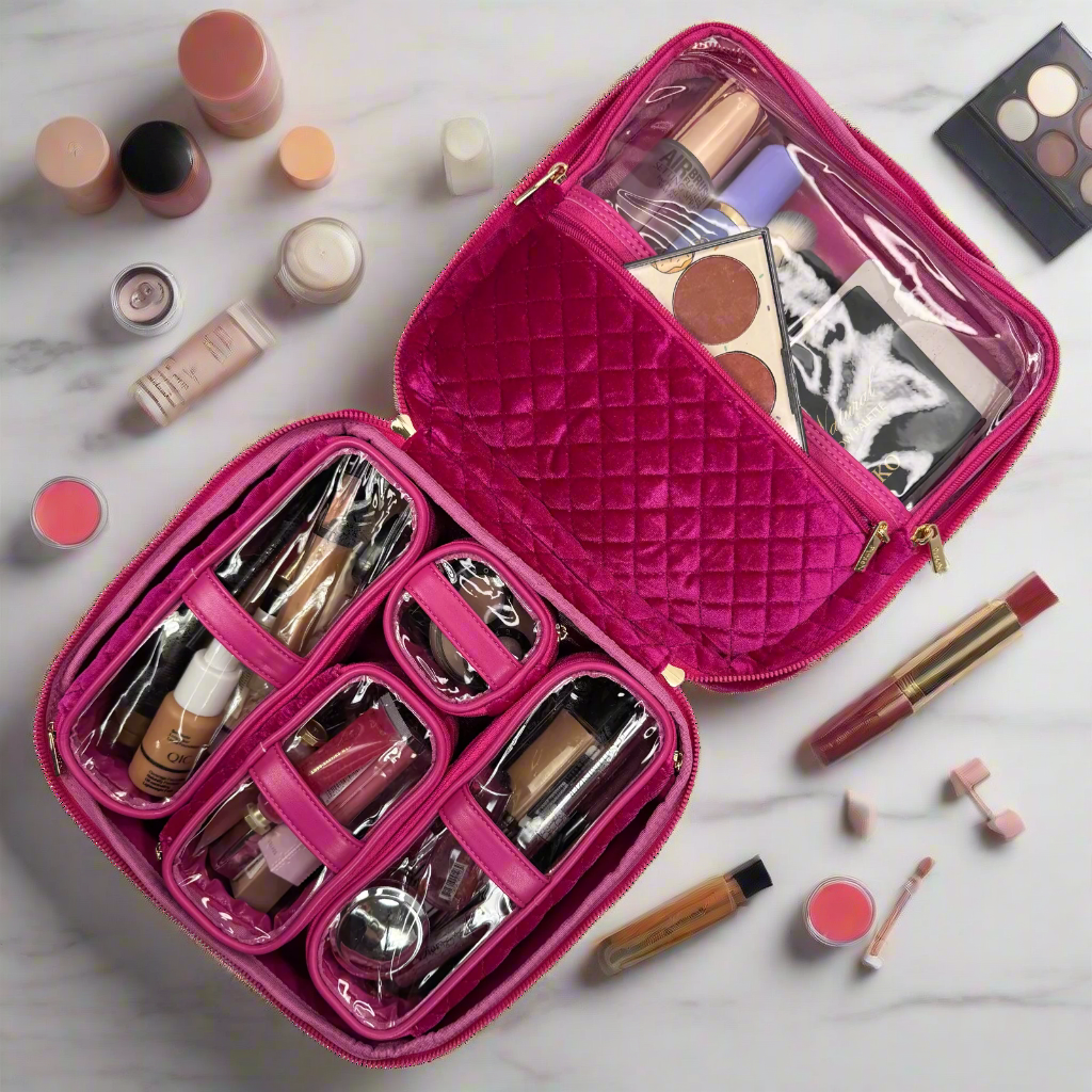 box case bag travel makeup set Medium Makeup Travel Cases w/ 4 Removable Sm Cases