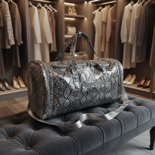 NEW Signature VIP Duffel - Silver Python