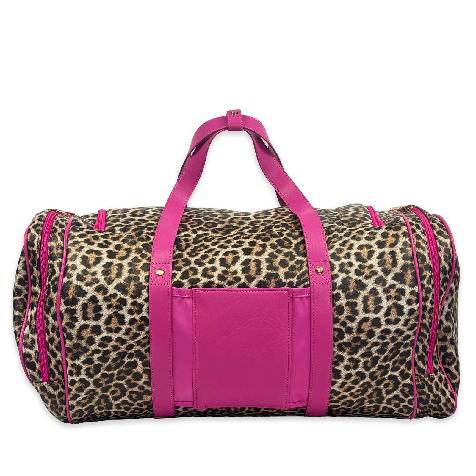 Luxe Duffel Bag - Leopard Print w/ Hot Pink Accents – PurseN