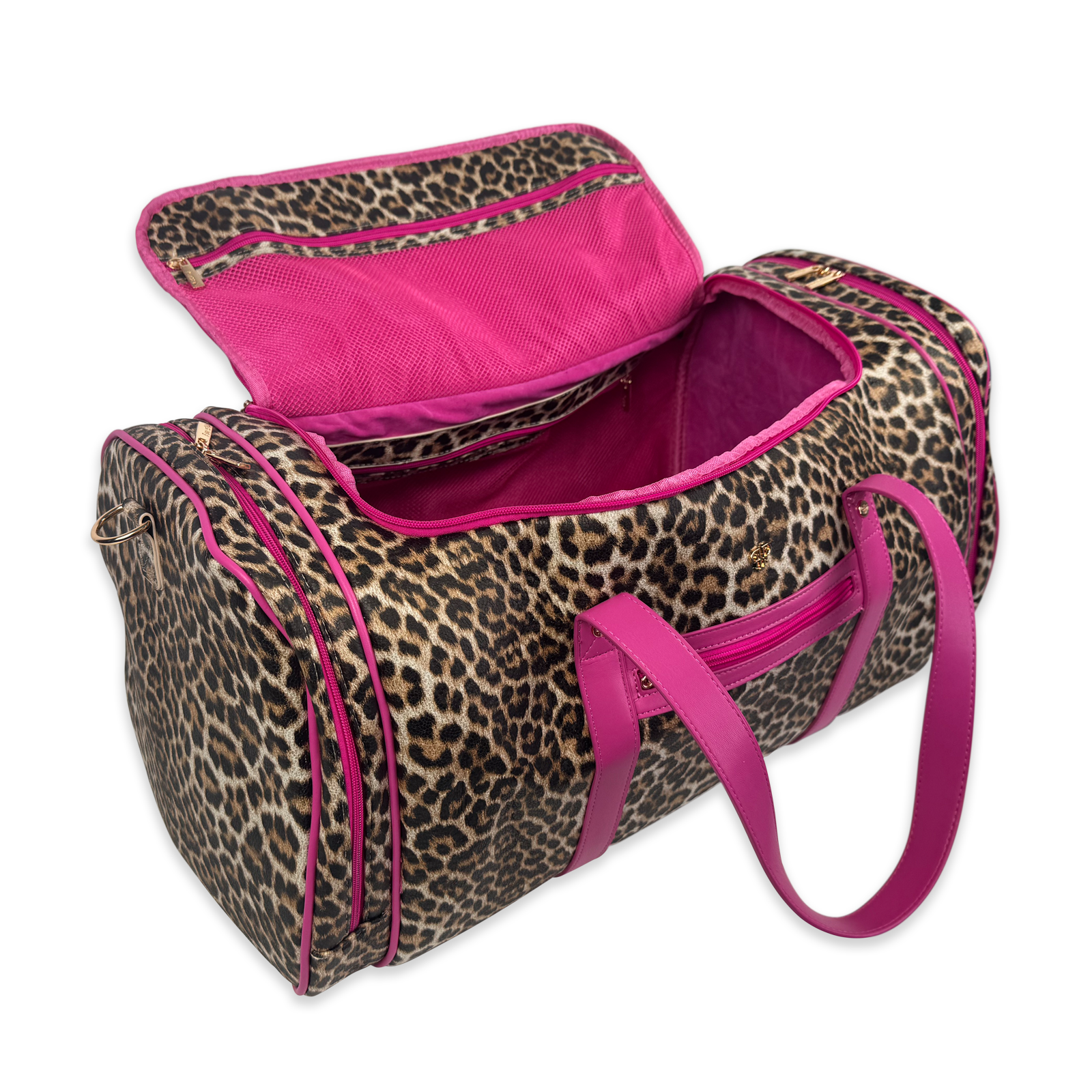 Luxe Duffel Bag - Leopard Print w/ Hot Pink Accents – PurseN
