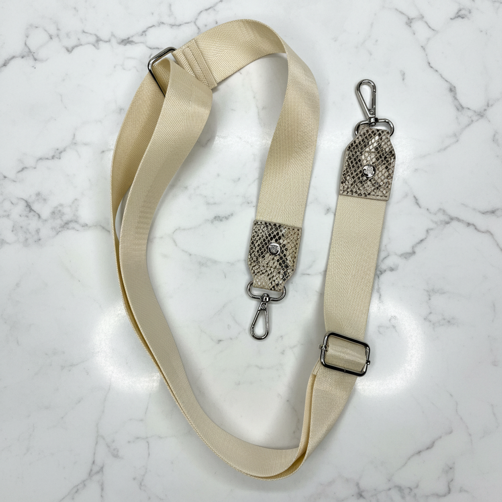 Luxe Duffel Bag - Cream Python Print w/ Metallic Accents – PurseN