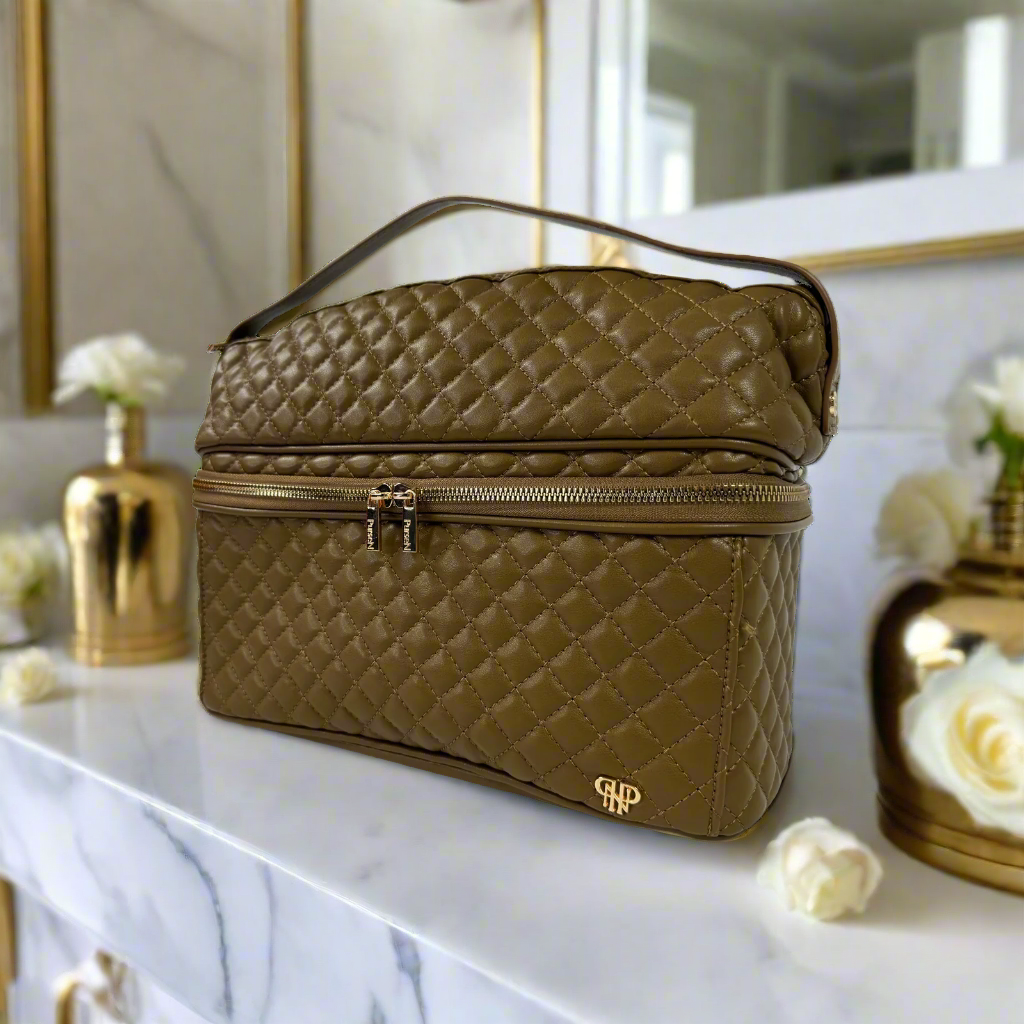 Heat Resistant Travel Bag 4 Hair Styling Tools & More - Camel