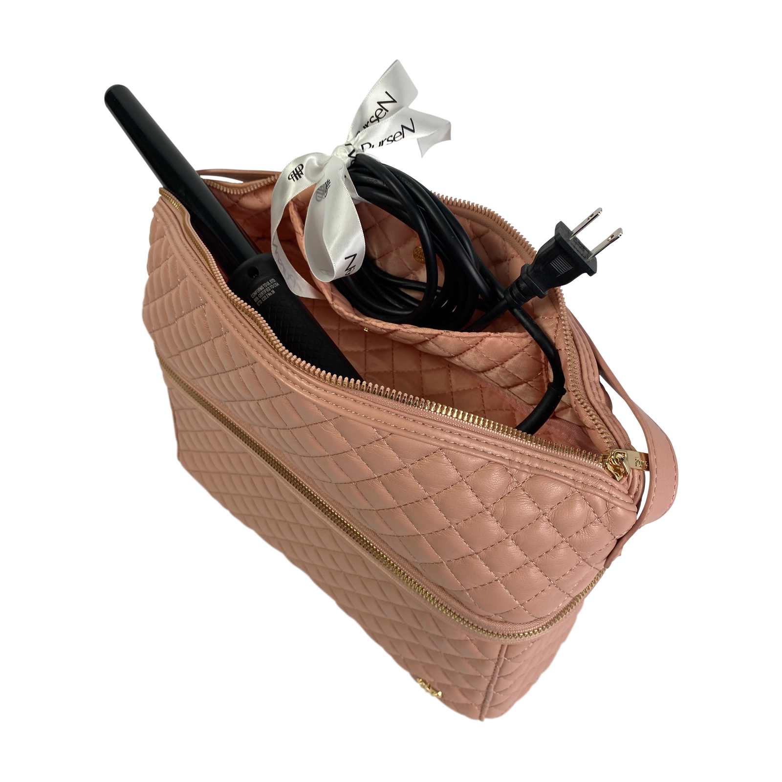 Pursen Heat Resistant Travel Bag 4 Hair Styling Tools More Petal Rose