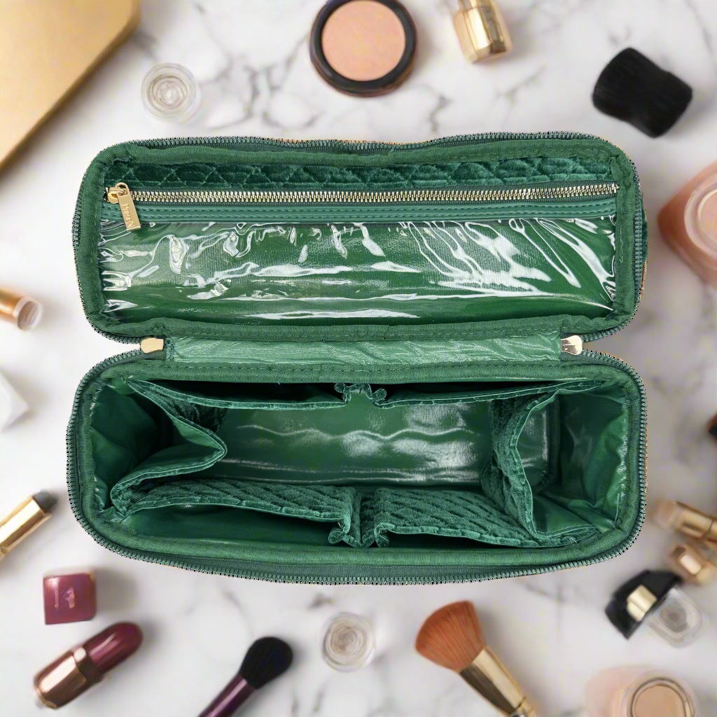 Heat Resistant Travel Bag 4 Styling Tools - Emerald Velvet – PurseN