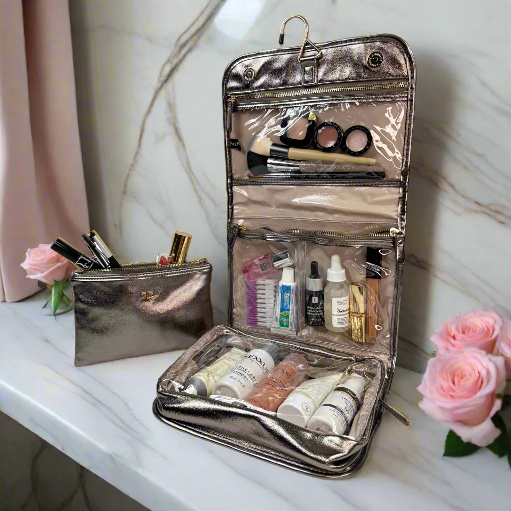 family size travel toiletry bag PurseN Toiletry Case Bronze