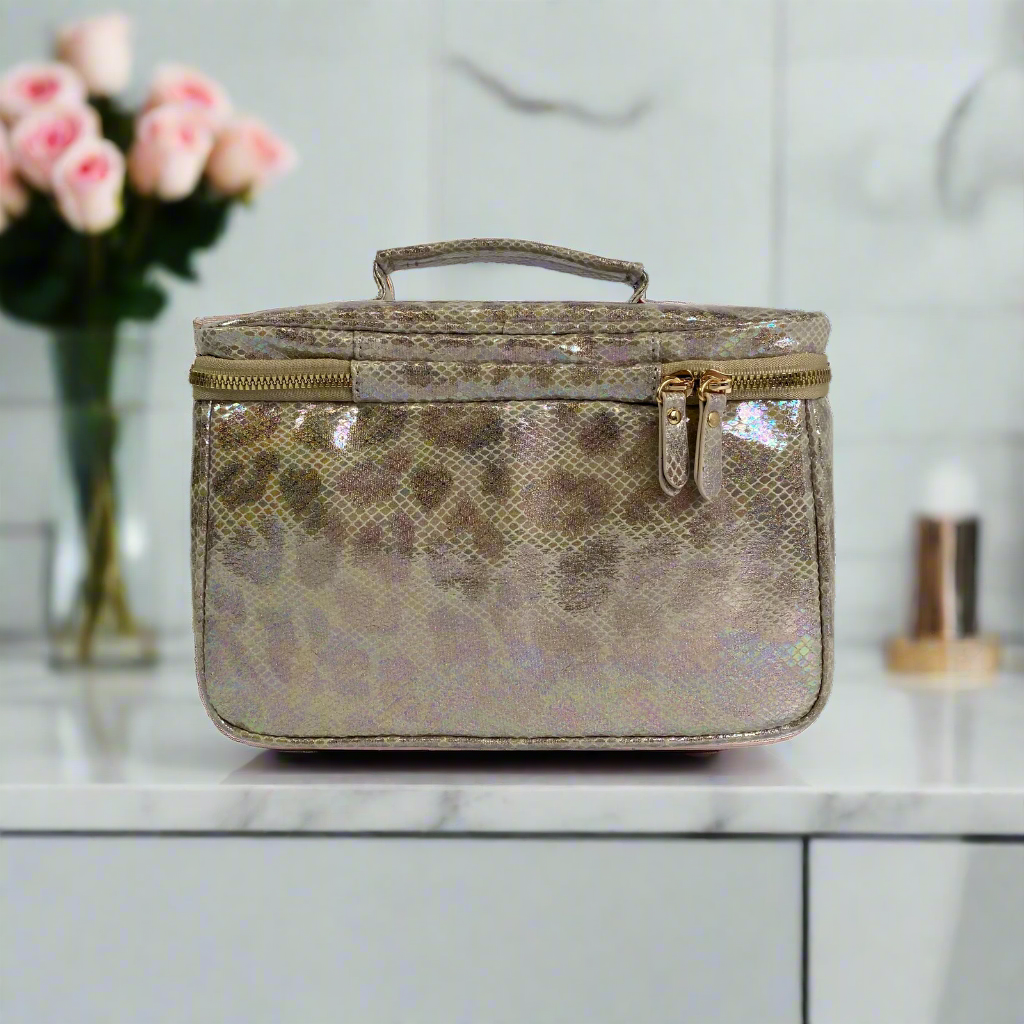 PurseN Train Case Glimmer Leopard