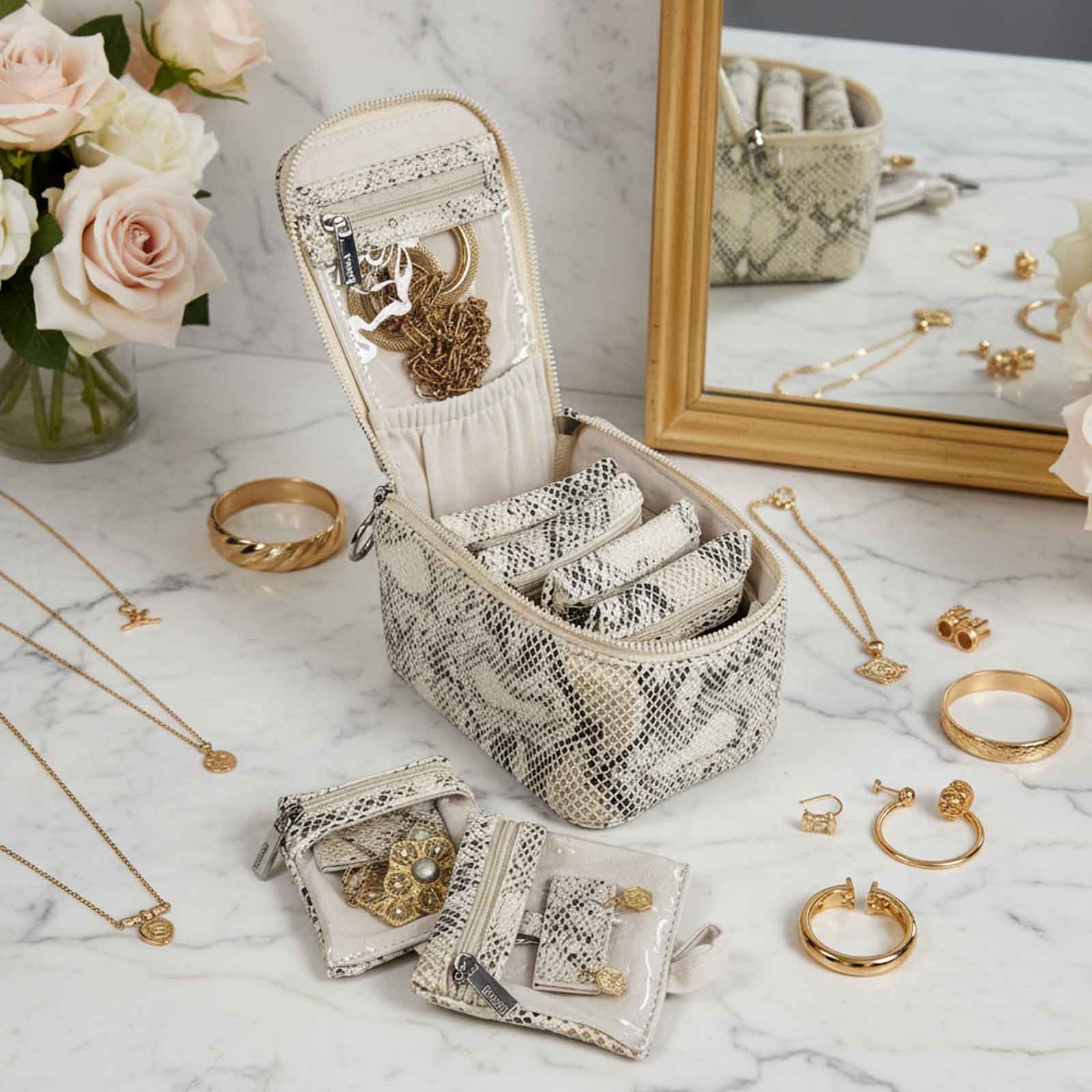 Train Jewelry Case - Travel Jewelry Organizer - Python Print – PurseN