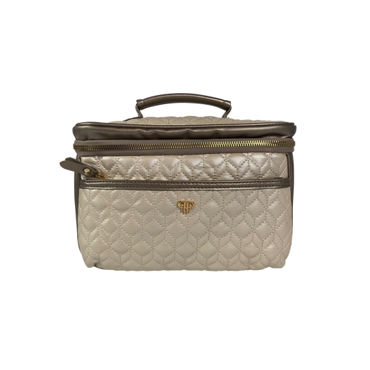 Pursen Classic Small Makeup Case, Gold Quilted