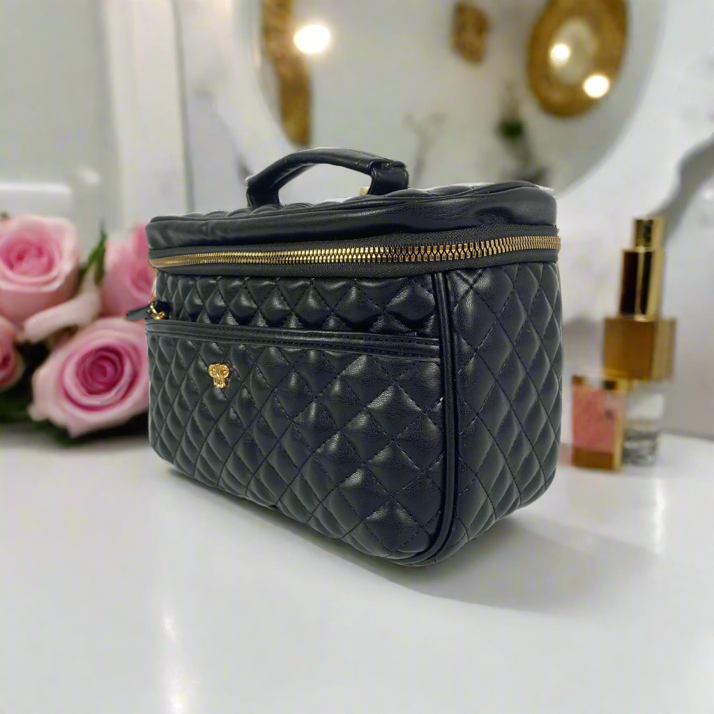 Train Case Ladies Cosmetic Travel Bag Small Train Case Black Onyx