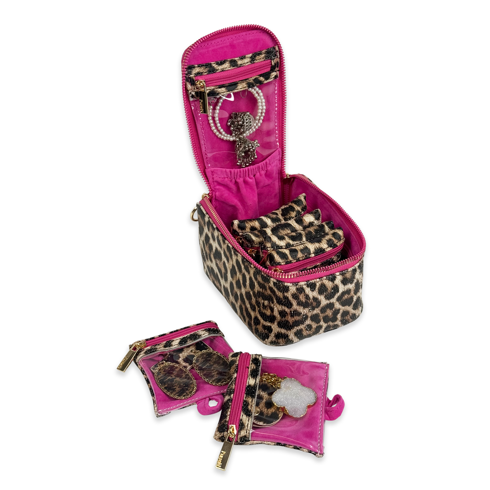 Train Jewelry Case - Travel Jewelry Organizer - Leopard Print w