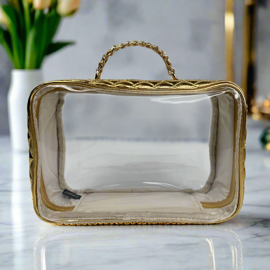 Trio Jet Setter - 4 in 1 Makeup & Toiletry Case - Metallic Gold