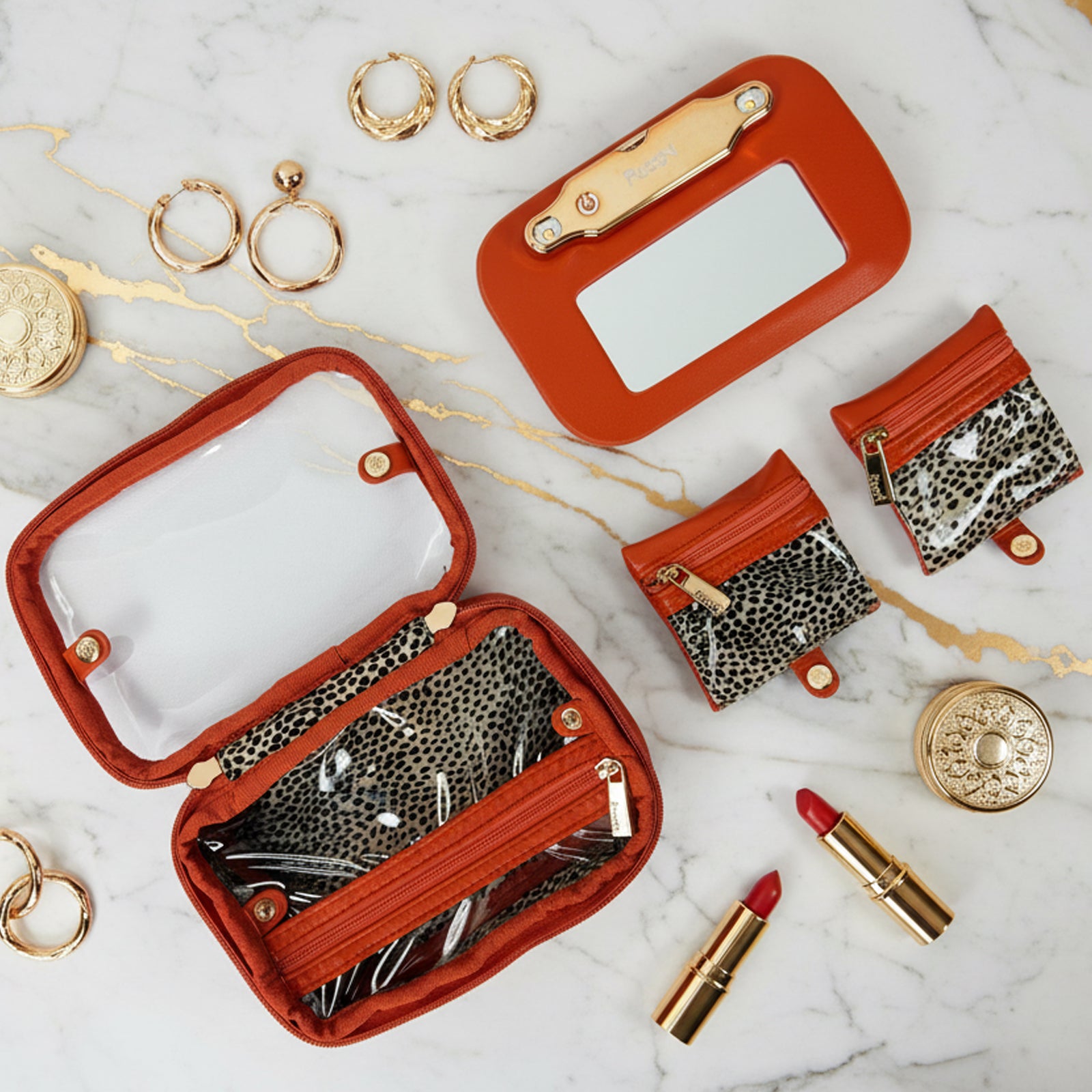 LITTMINI Lighted Mirror Case in Orange – PurseN