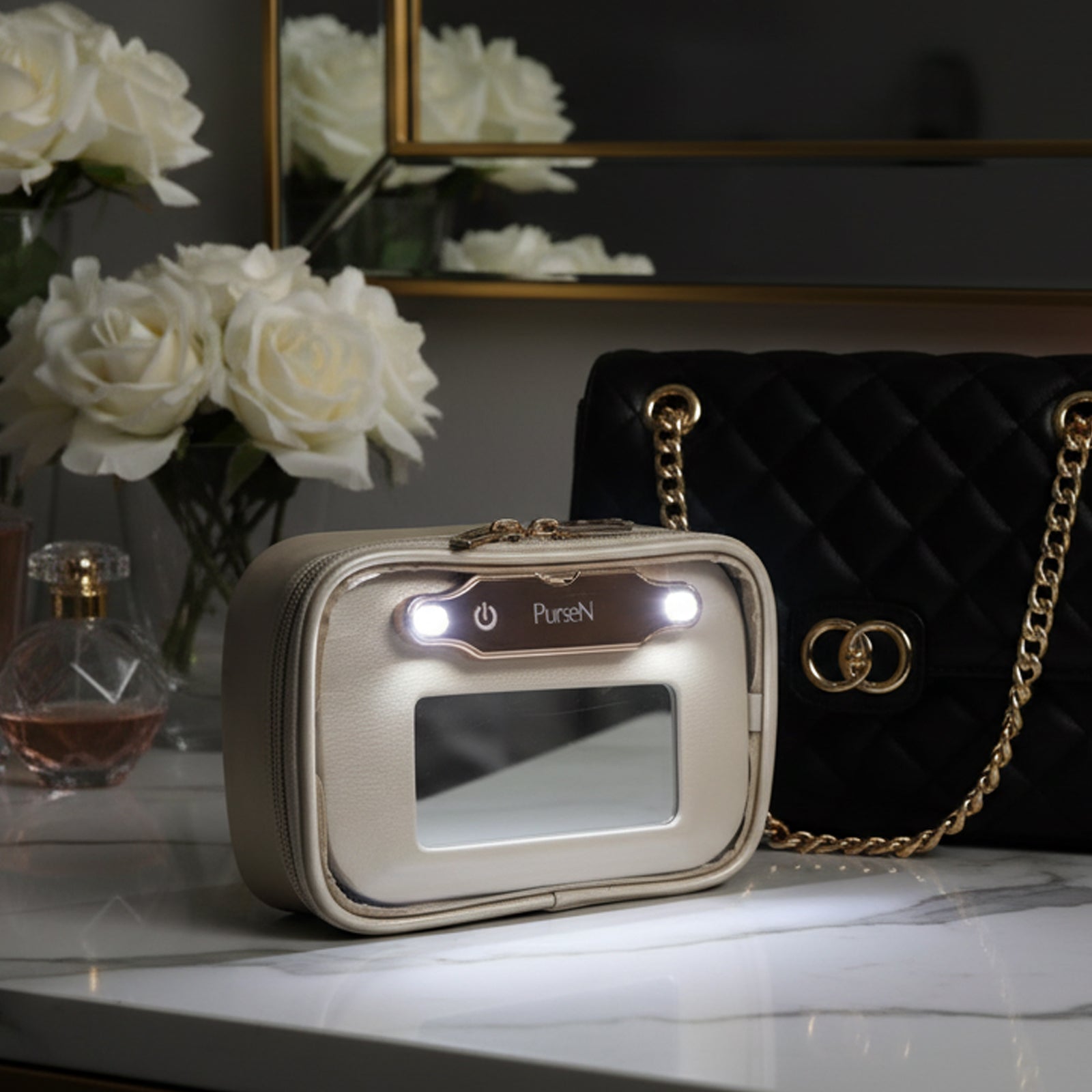 LITTMINI Lighted Mirror Case in Pearl – PurseN