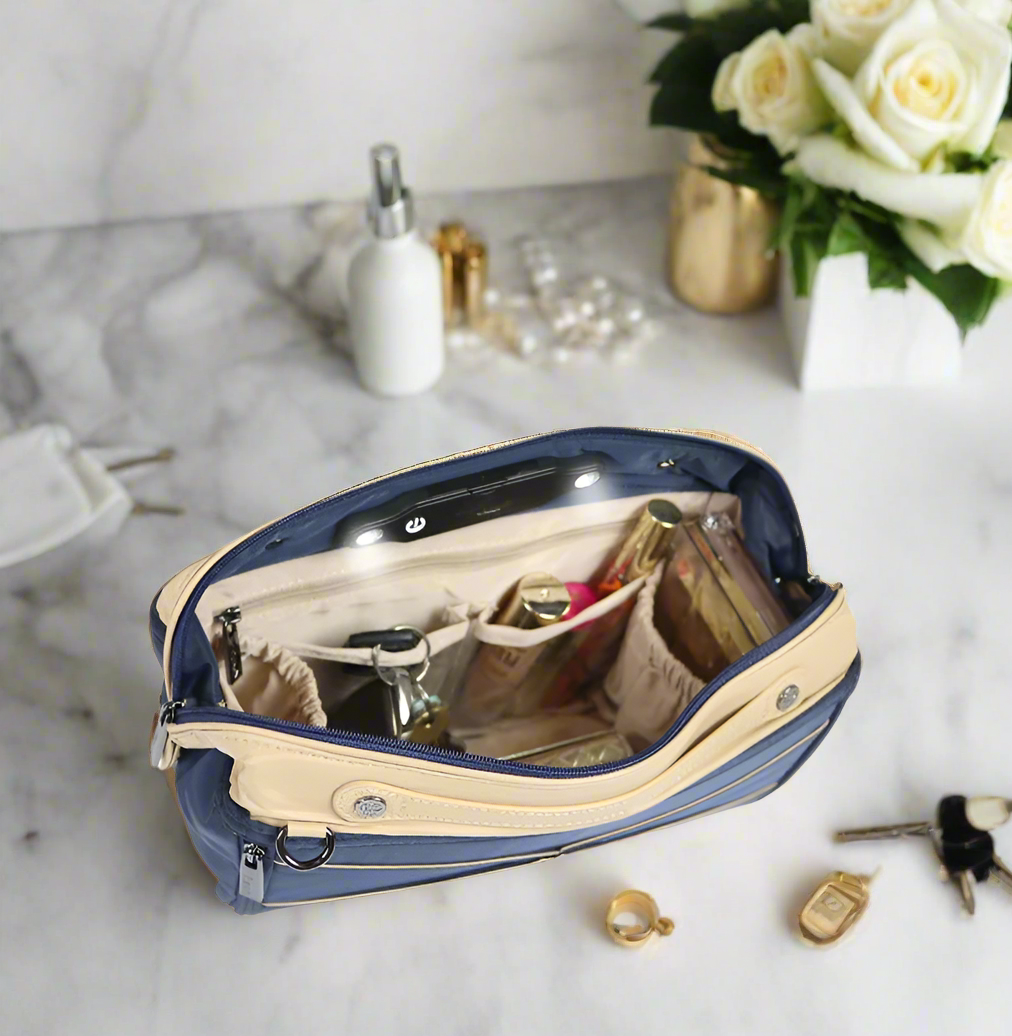 Light Inside Oprah's Favorite Purse Organizer - Navy & Nude Nylon