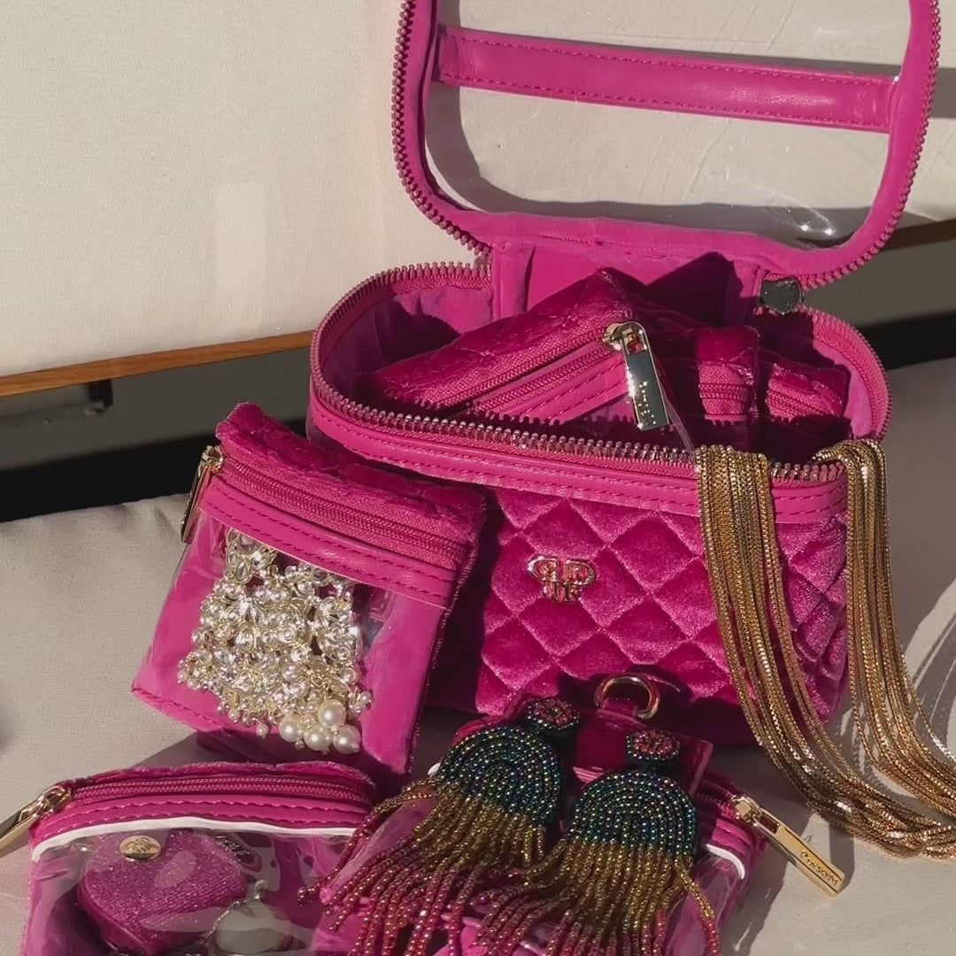 Getaway Jewelry Case - Fuchsia Velvet