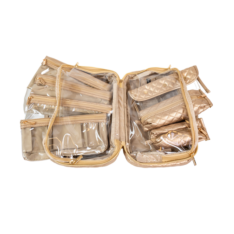 Amour Travel Case - Gold Quilted