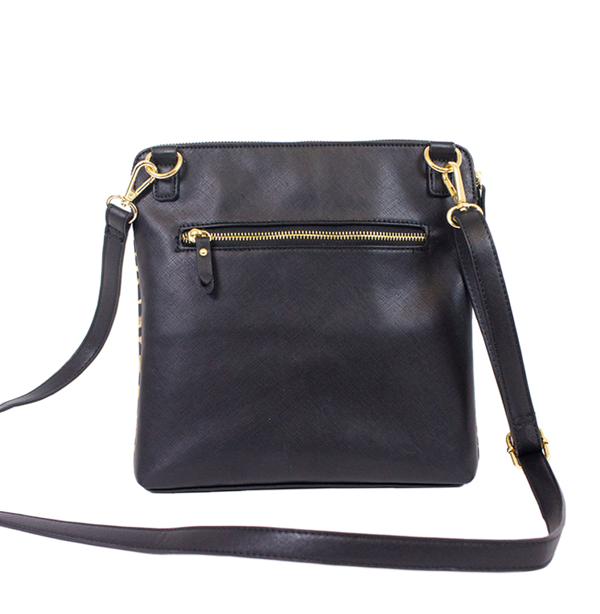 Crossbody Handbag w/ Interior Light - Leopard & Black Vegan Leather ...