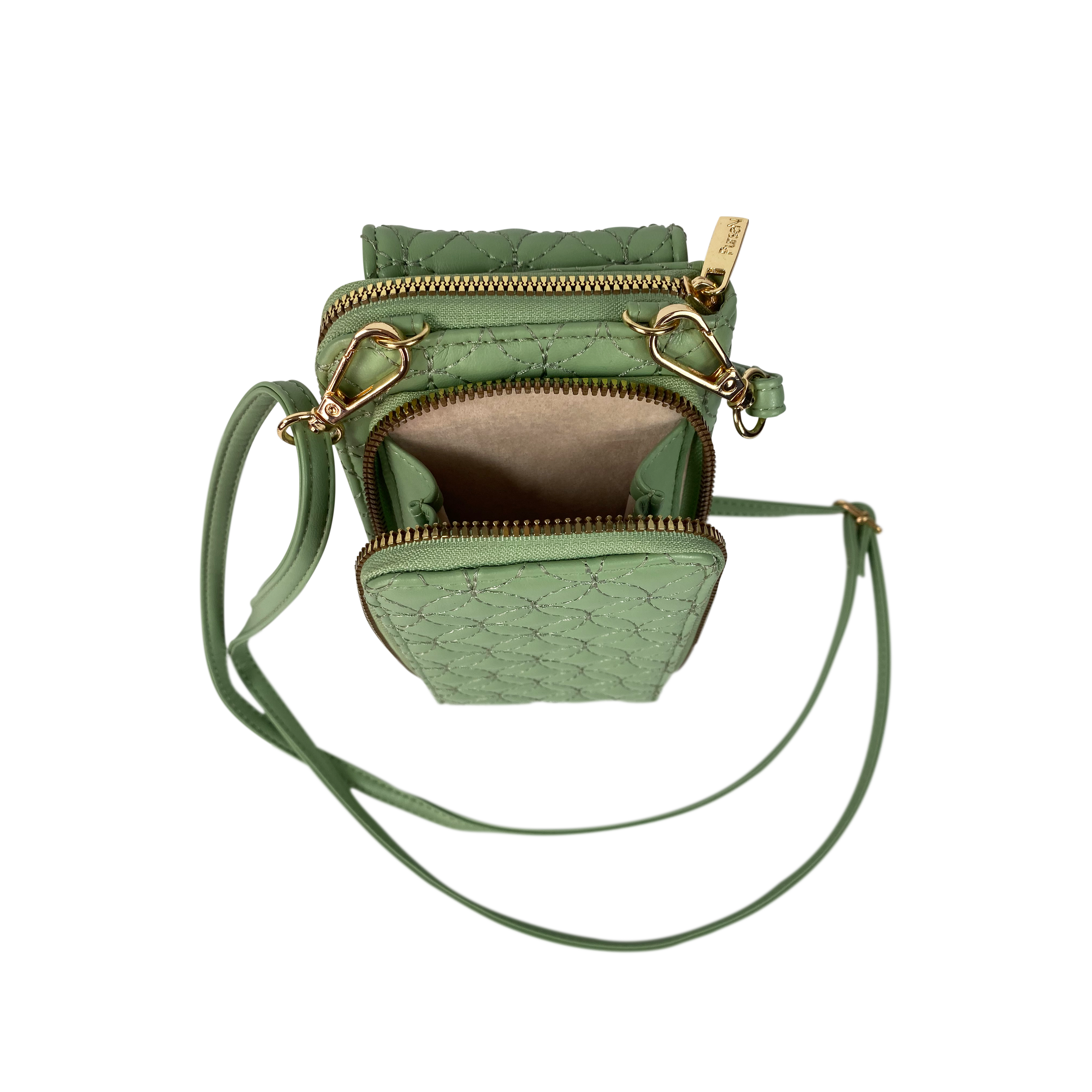 Phone Crossbody with XTRA Storage - Sage Green Vegan Leather – PurseN