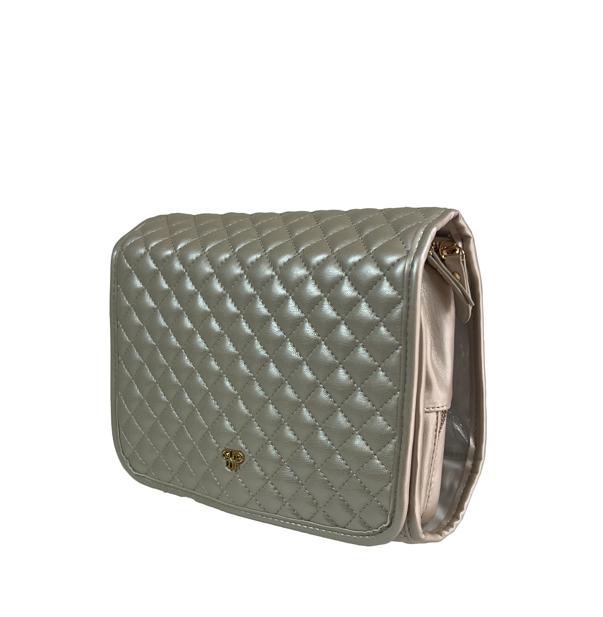Pearl Quilted Hanging Travel Toiletry Case with Removable Pouch