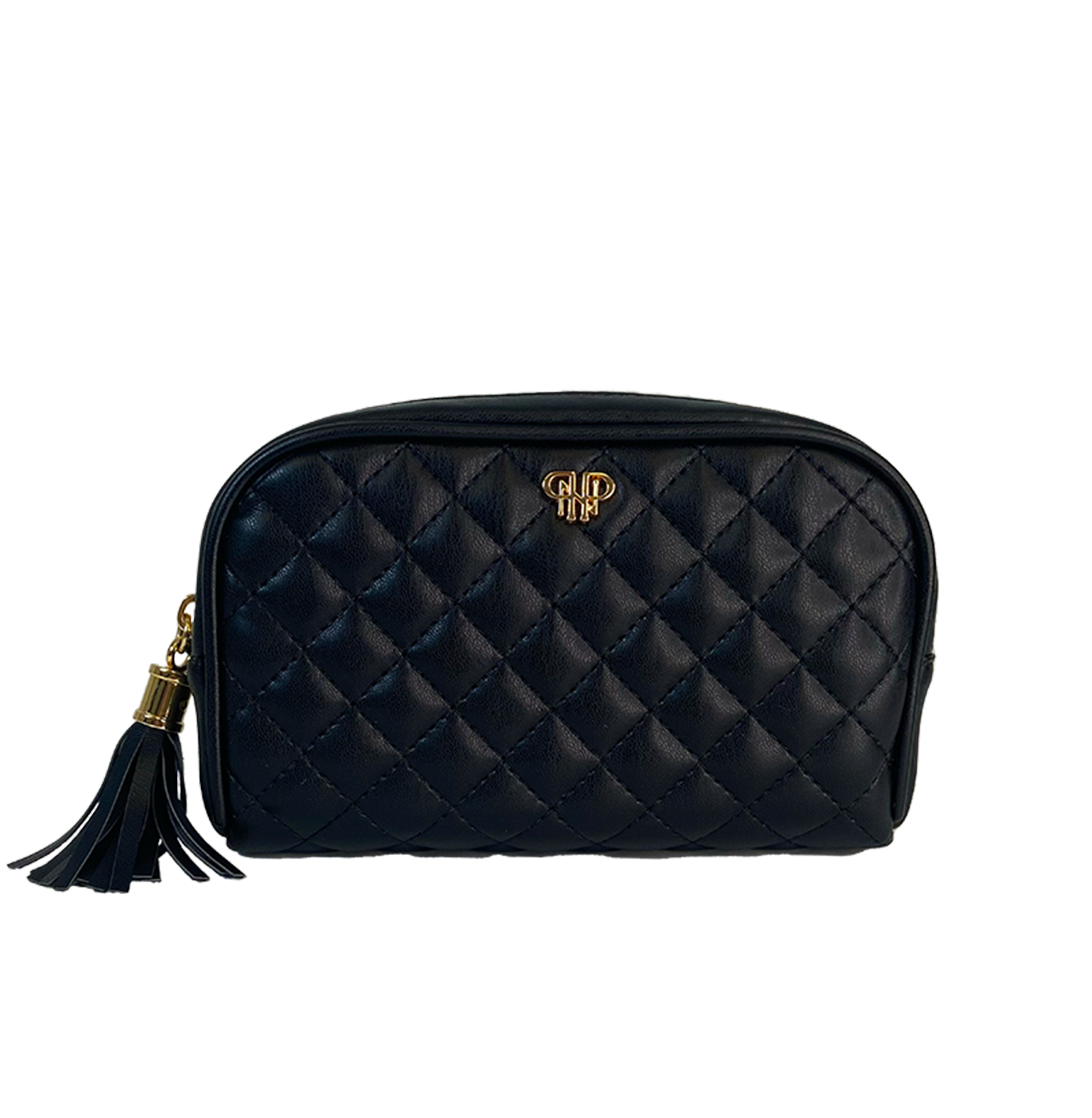 Amour Travel Case - LG Toiletry Case - Black Quilted Vegan Leather – PurseN