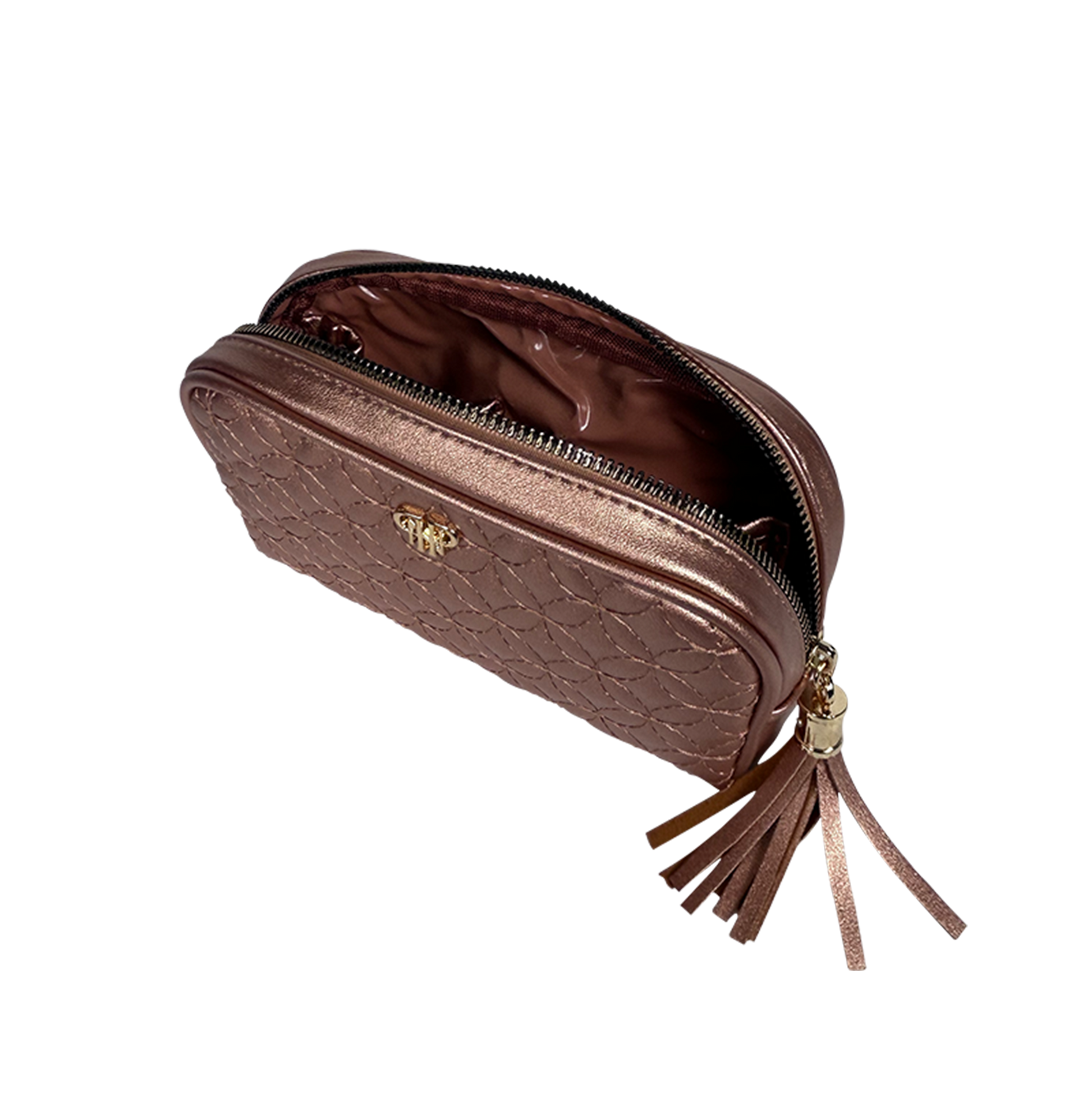 Classic Small Makeup Bag - Luxe Copper Quilted Vegan Leather – PurseN