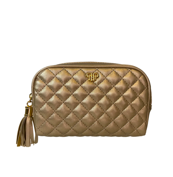Small Makeup Case - Gold Quilted