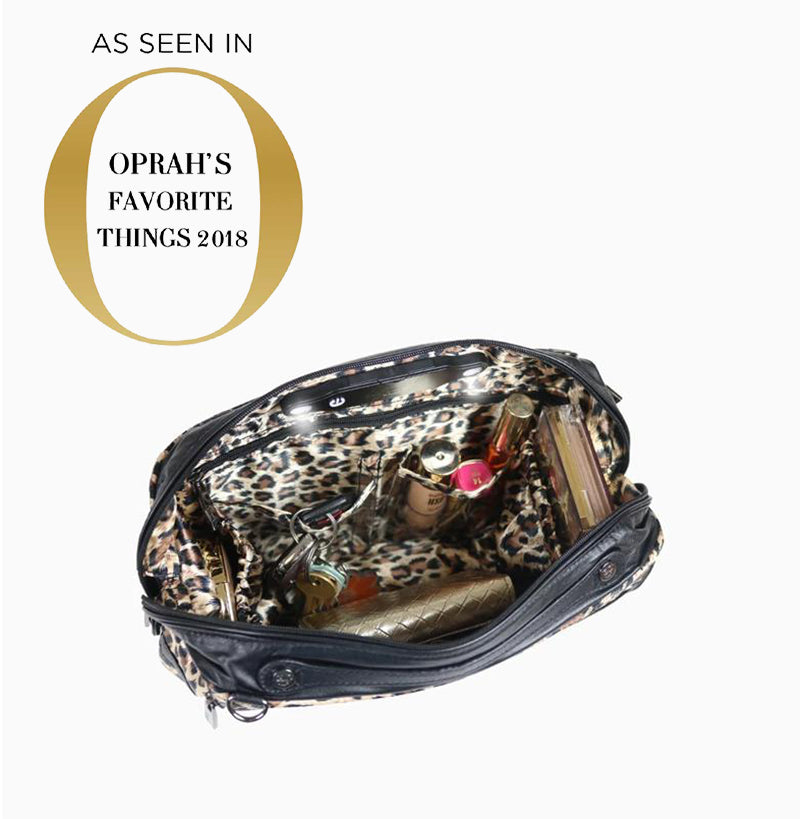 Black & Leopard Purse Organizer & Cosmetic Bag Set – Linea Luxe