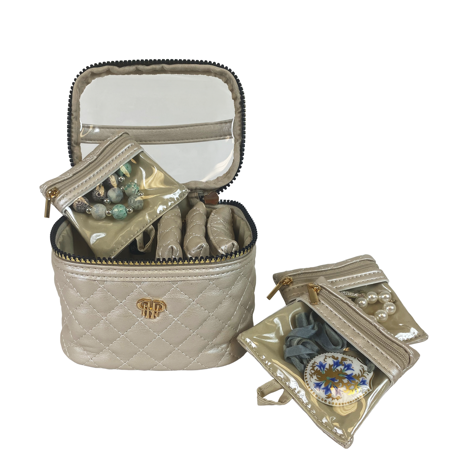 Xtra LG Travel Jewelry Case w/ Removable Clear Front Pouches - Pearl –  PurseN